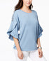 Ruffled Crochet-Inset Sweatshirt